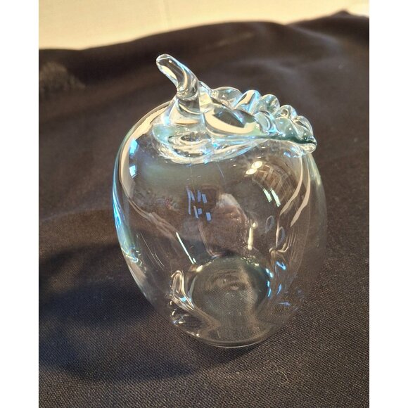 Princess House USA 4” Vintage Clear Glass Apple Paperweight With Leaf Accent - Picture 6 of 8
